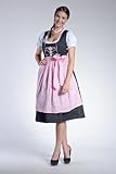 Midi-Dirndl Sara – schwarz/rosa/weiss – mit Herzen - 2