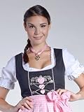 Midi-Dirndl Sara – schwarz/rosa/weiss – mit Herzen - 3