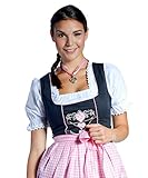 Midi-Dirndl Sara – schwarz/rosa/weiss – mit Herzen - 4