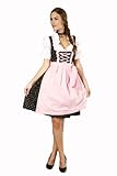 3tlg. Dirndl Set Streublumen in schwarz und rosa mit Bluse und Schürze - 2