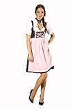 3tlg. Dirndl Set Streublumen in schwarz und rosa mit Bluse und Schürze - 4