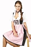 3tlg. Dirndl Set Streublumen in schwarz und rosa mit Bluse und Schürze - 5