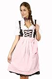 3tlg. Dirndl Set Streublumen in schwarz und rosa mit Bluse und Schürze - 6