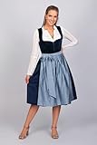 Edelnice Trachtenmode Exklusives Designer Midi Dirndl Luna Samt blau inkl. Dirndlschürze - 3