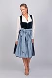 Edelnice Trachtenmode Exklusives Designer Midi Dirndl Luna Samt blau inkl. Dirndlschürze - 4
