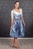 Edelnice Trachtenmode Midi Dirndl hellblau Cloe inkl. Spitzen Dirndlschürze und Charivari - 2