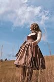 Edelnice Trachtenmode Exklusives Designer Midi Dirndl Lilly Samt rot inkl. Dirndlschürze - 2