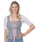 Exklusives Designer Trachten Mieder – Korsage grau/Altrosa – Jaquard & Satin - 2