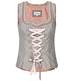 Exklusives Designer Trachten Mieder – Korsage grau/Altrosa – Jaquard & Satin - 8