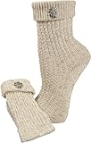 Trachtensocken mit Edelweiss für Damen und Herren beige - 2