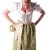 Dirndl Schürze Applegreen mit Beutel - 2014, Tracht, Midi, Brokat in Grün und Beige, Länge: 65 cm - 1