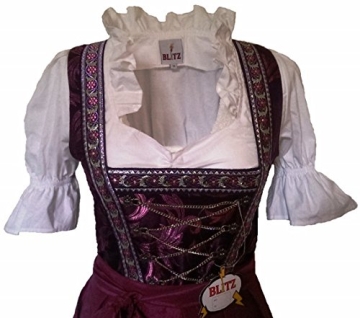Blitz BT04 Dirndl 3 tlg. Trachtenkleid Kleid, Bluse, Schürze, ca. 115cm Größe: 34 bis 42 , Lila & Schwarz, (34) - 2